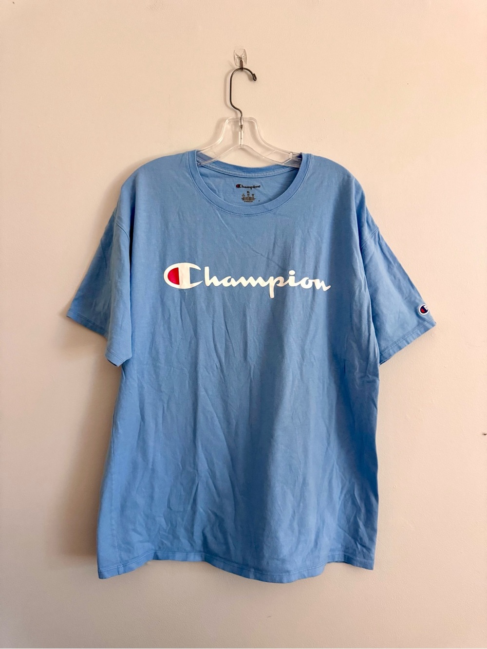 Champion Men's Classic Logo T-Shirt in Light Blue XL